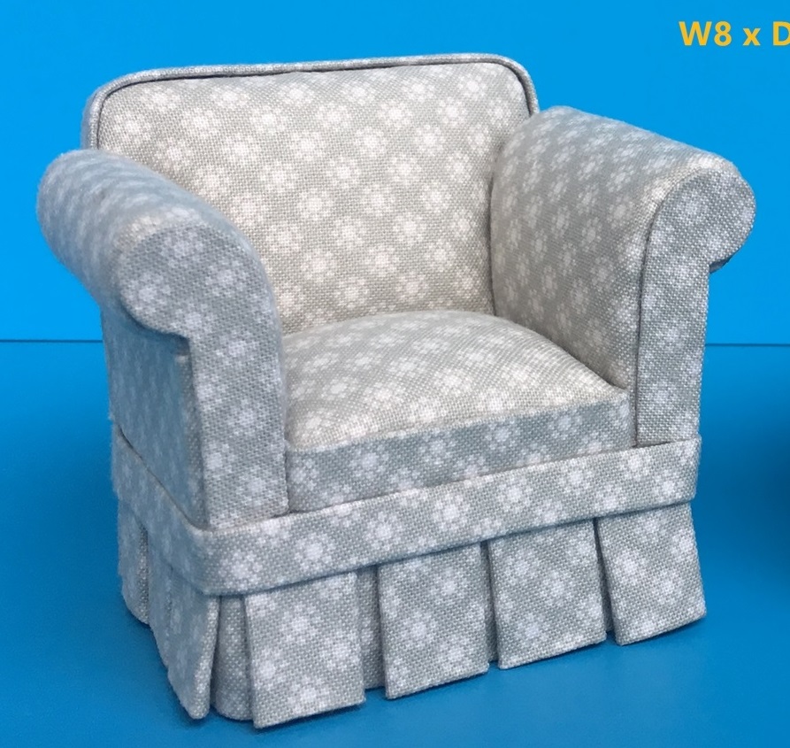 Country style overstuffed Arm Chair 1:12 scale