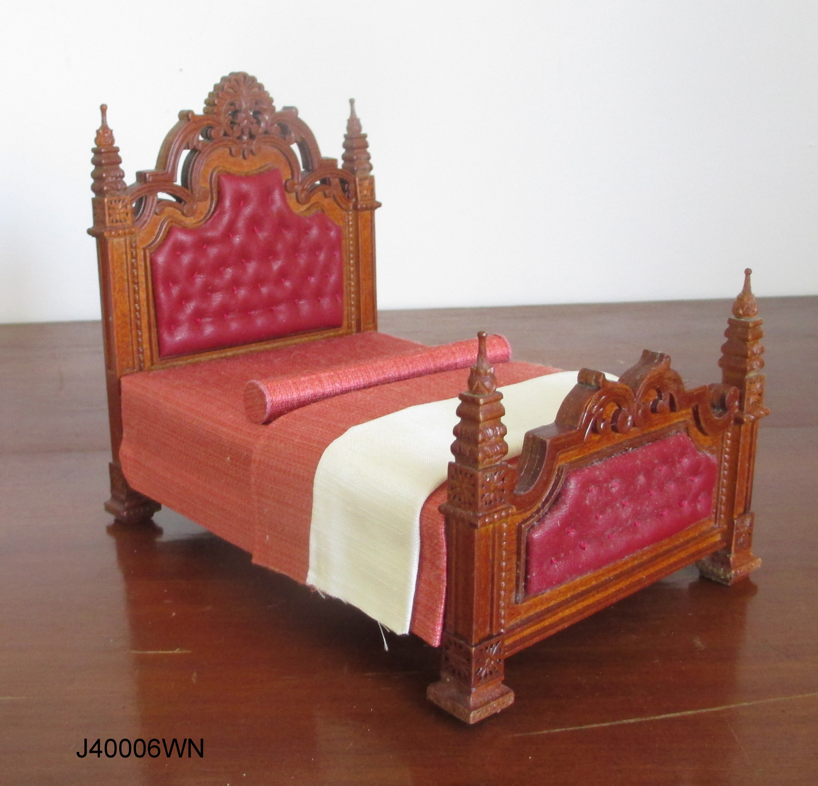19th Gothic Panelled Bed - walnut