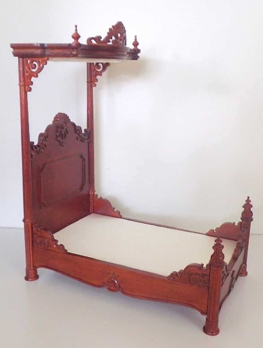 1860 Hand Carved timber Victorian half Tester bed.