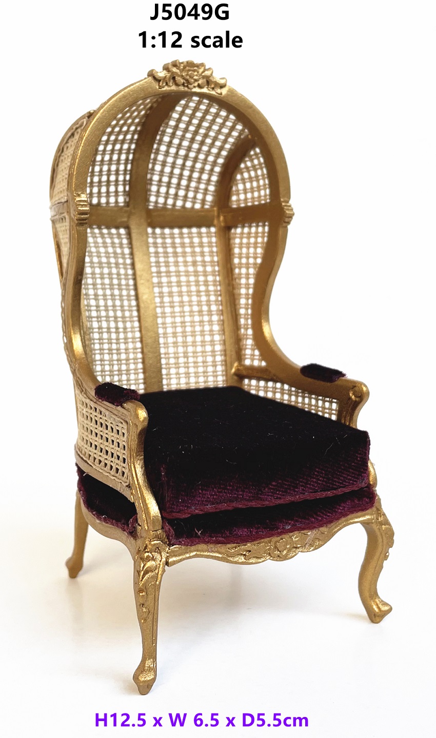 Cane Backed Porter Chair-Gold