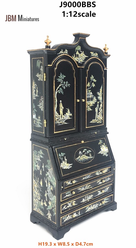 Chinoiserie Secretary Desk-Black 1725-1750- 1:12 scale