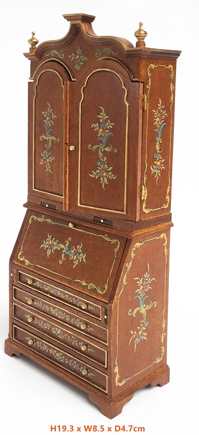 Chinoiserie Secretary Desk-walnut 1725-1750- 1:12 scale