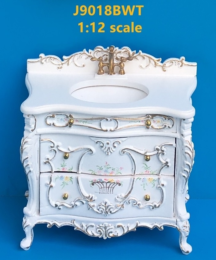 Sink painted Baroque style-White