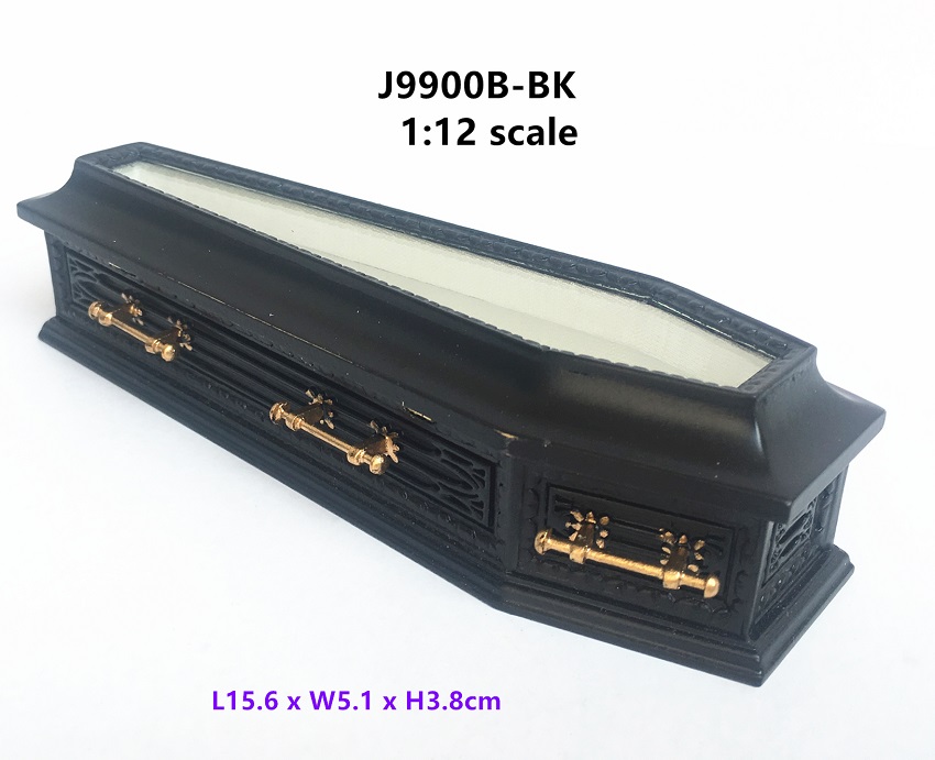 Coffin with Plexiglass viewing top-Black