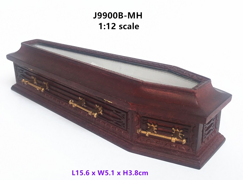Coffin with Plexiglass viewing top-mahogany
