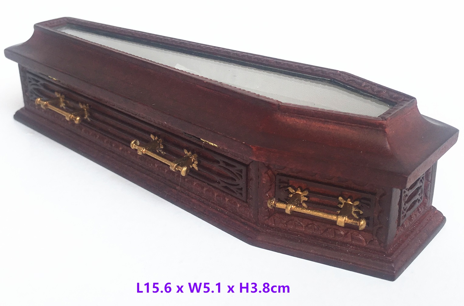 Coffin with Plexiglass viewing top -walnut